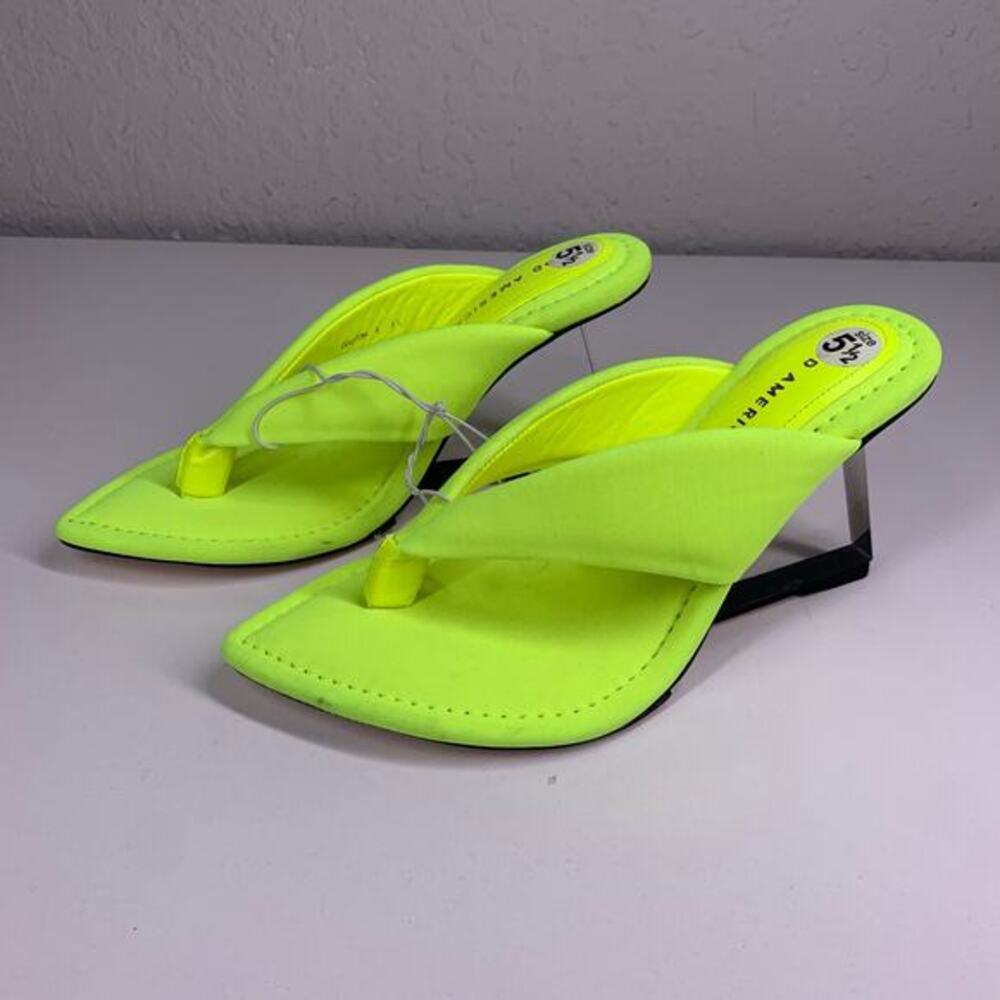 GOOD AMERICAN Lime Green Clear Wedge Sandals Size‎ 5.5